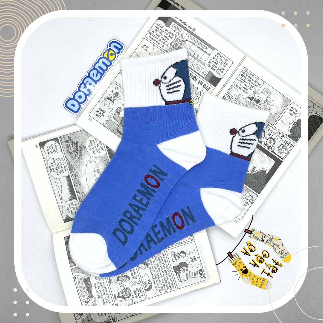 VỚ TẤT CỔ CAO TRUNG DORAEMON XANH BIỂN ĐẬM
