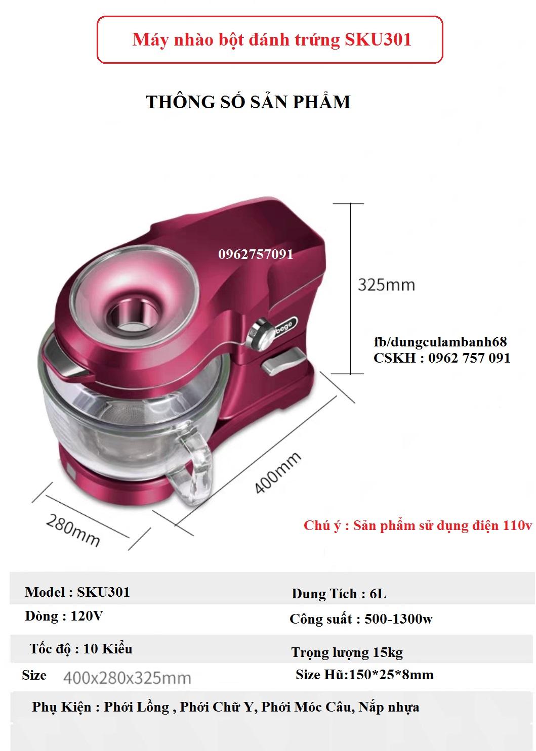 Máy nhào bột đánh trứng Ukoeo 301