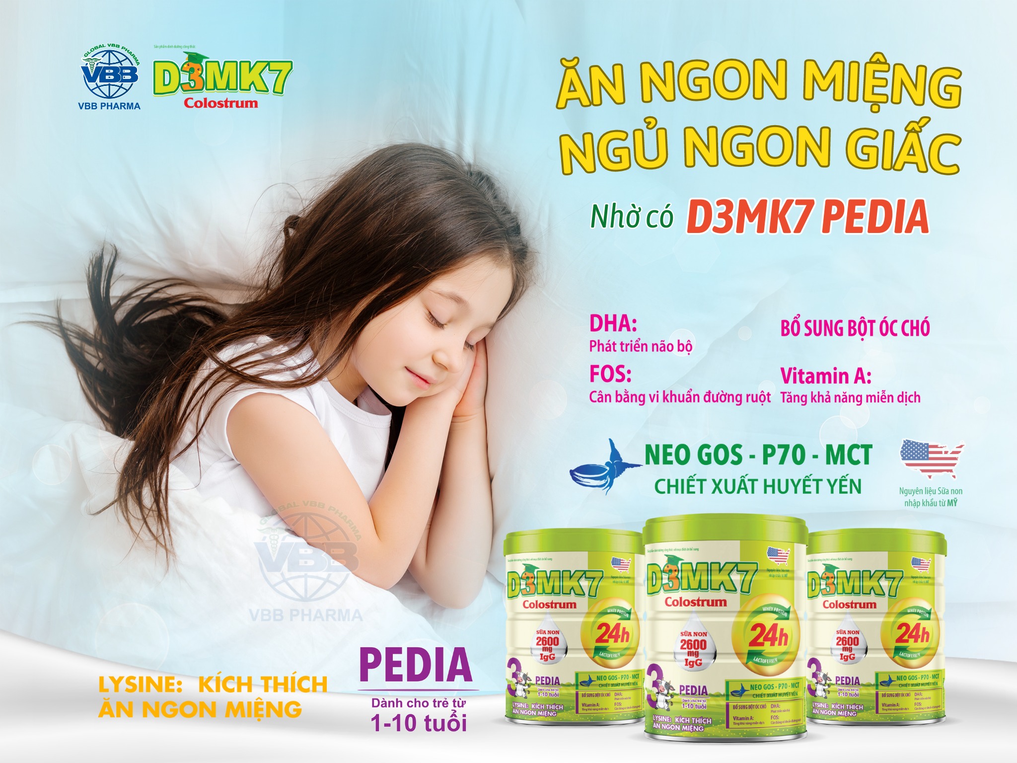 D3mk7 Pedia collostrum milk 900g (over 1 year old)