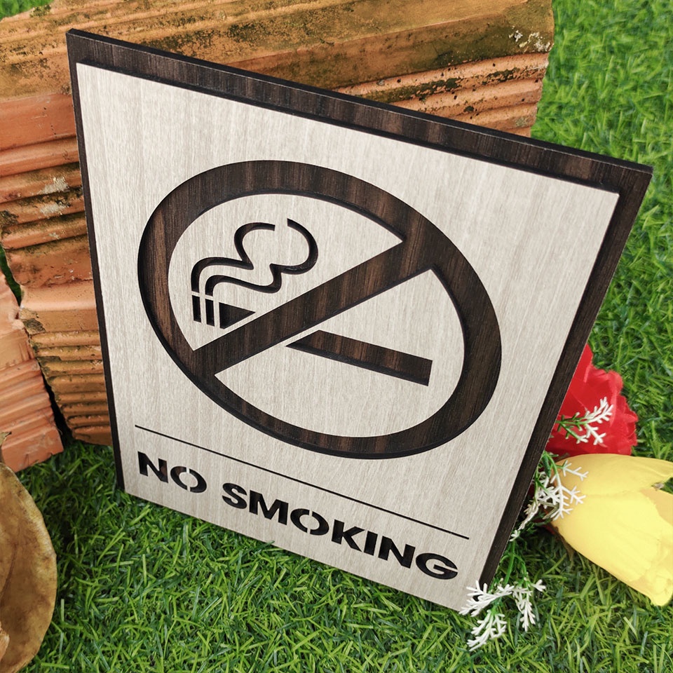 Bảng cấm hút thuốc, no smoking bằng gỗ