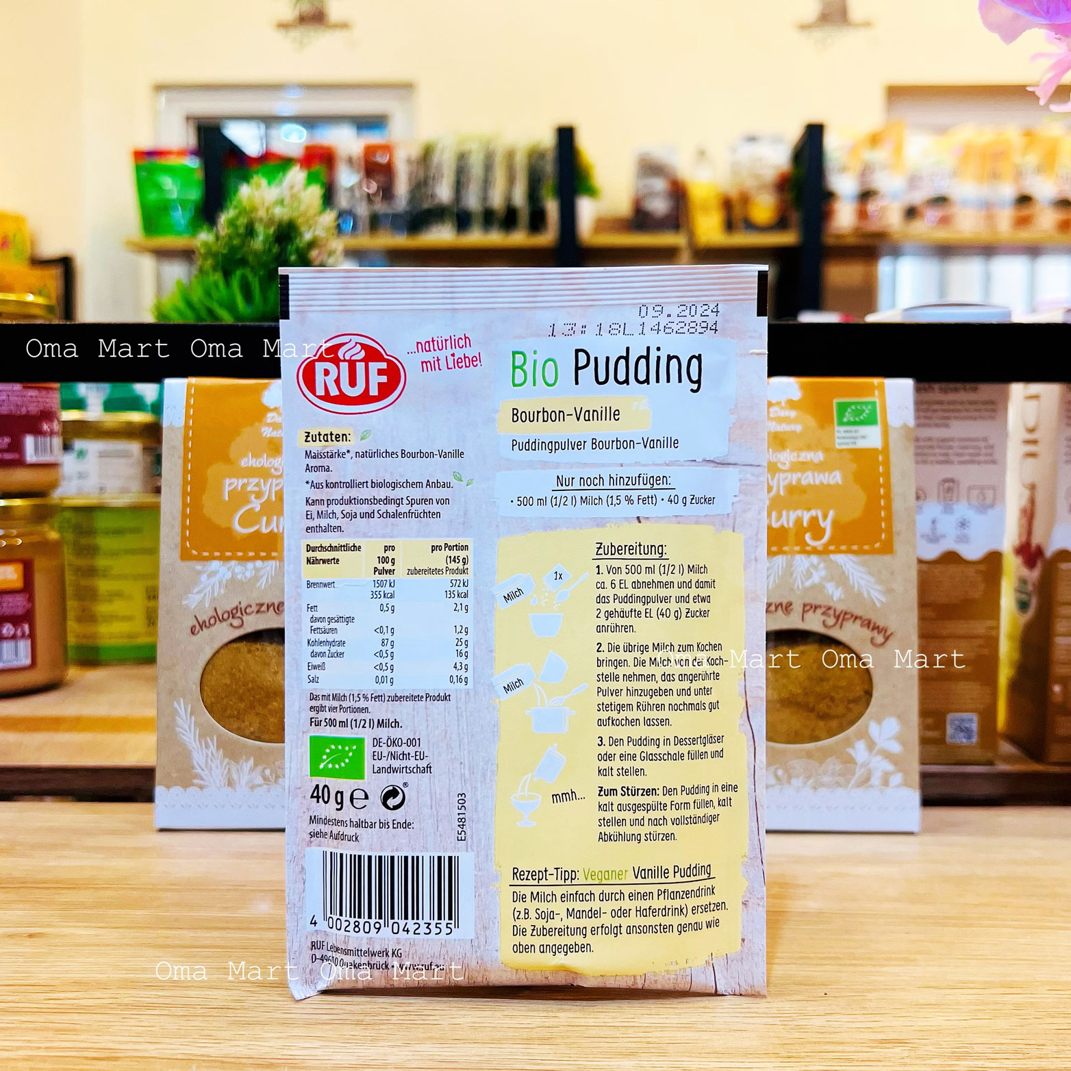Bột làm Pudding vị vani  và socola hữu cơ Ruf 40g