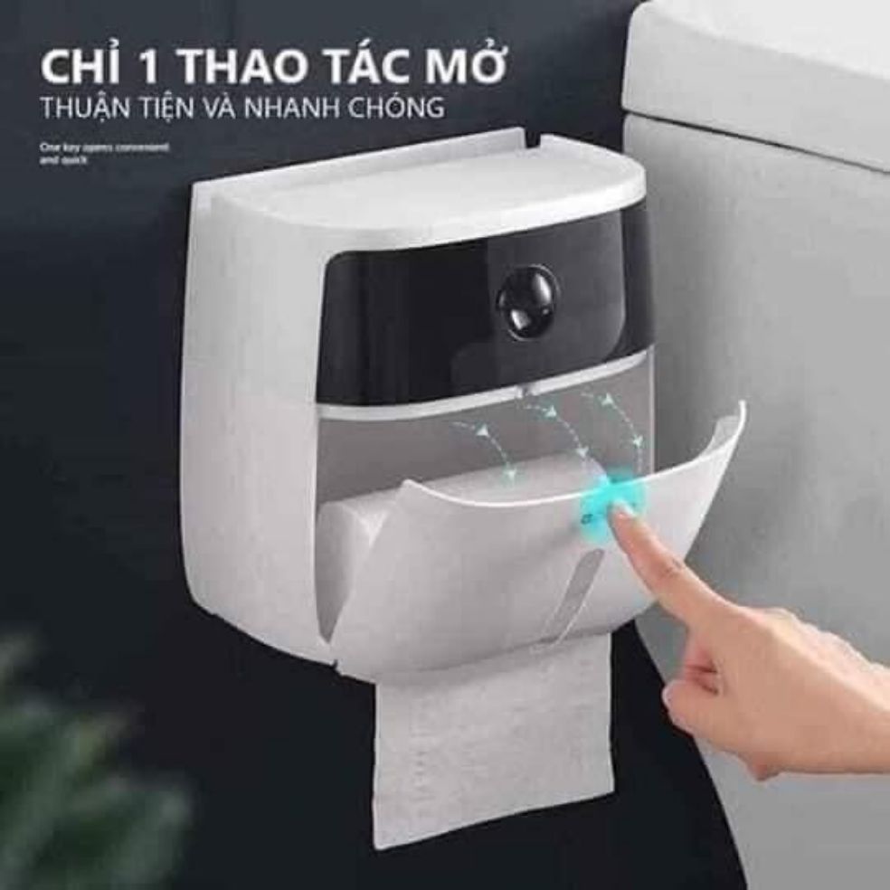 Hộp đựng giấy vệ sinh ECOCO. Kèm miếng dán cường lực siêu chắc. Có hộp đựng đồ.Tiện dụng, sang trọng.