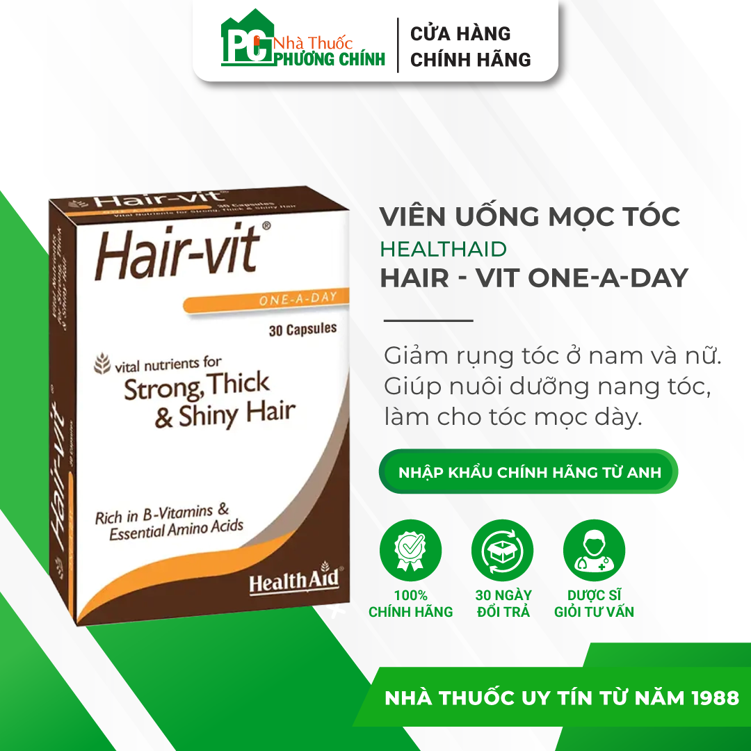 Viên uống mọc tóc healthaid hair-vit - giúp giảm rụng tóc, kích thích tóc mọc dày & bóng mượt