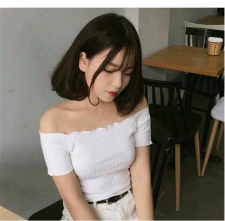 Áo Trễ Vai Thun Gân Tay Ngắn