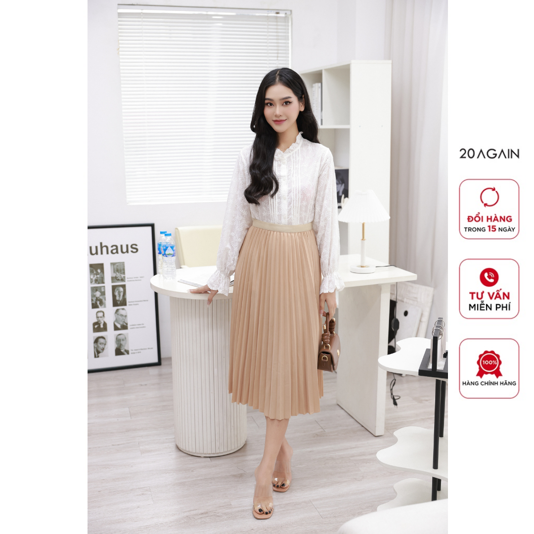 Chân váy xòe 20again, xếp ly thanh lịch basic jdw2530
