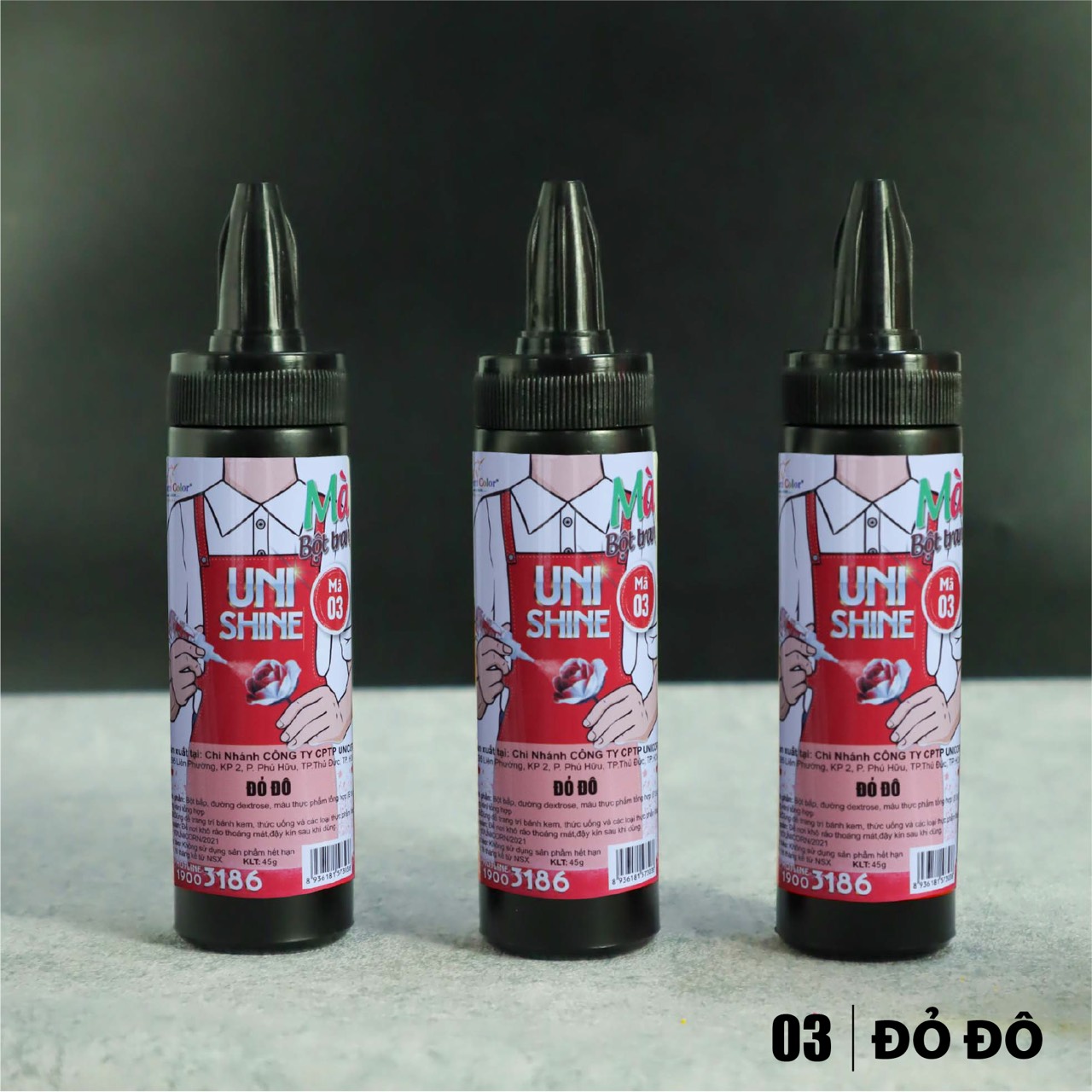 Màu Bột Phun Thực Phẩm 45g Đỏ đô (Flour food color Red) - MS03 - Unicorn Color