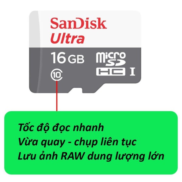 Thẻ nhớ Sandisk 16GB upto 80MBs - Thẻ sandisk chuyên dụng cho Camera, Máy ảảo Hành 5 Năm