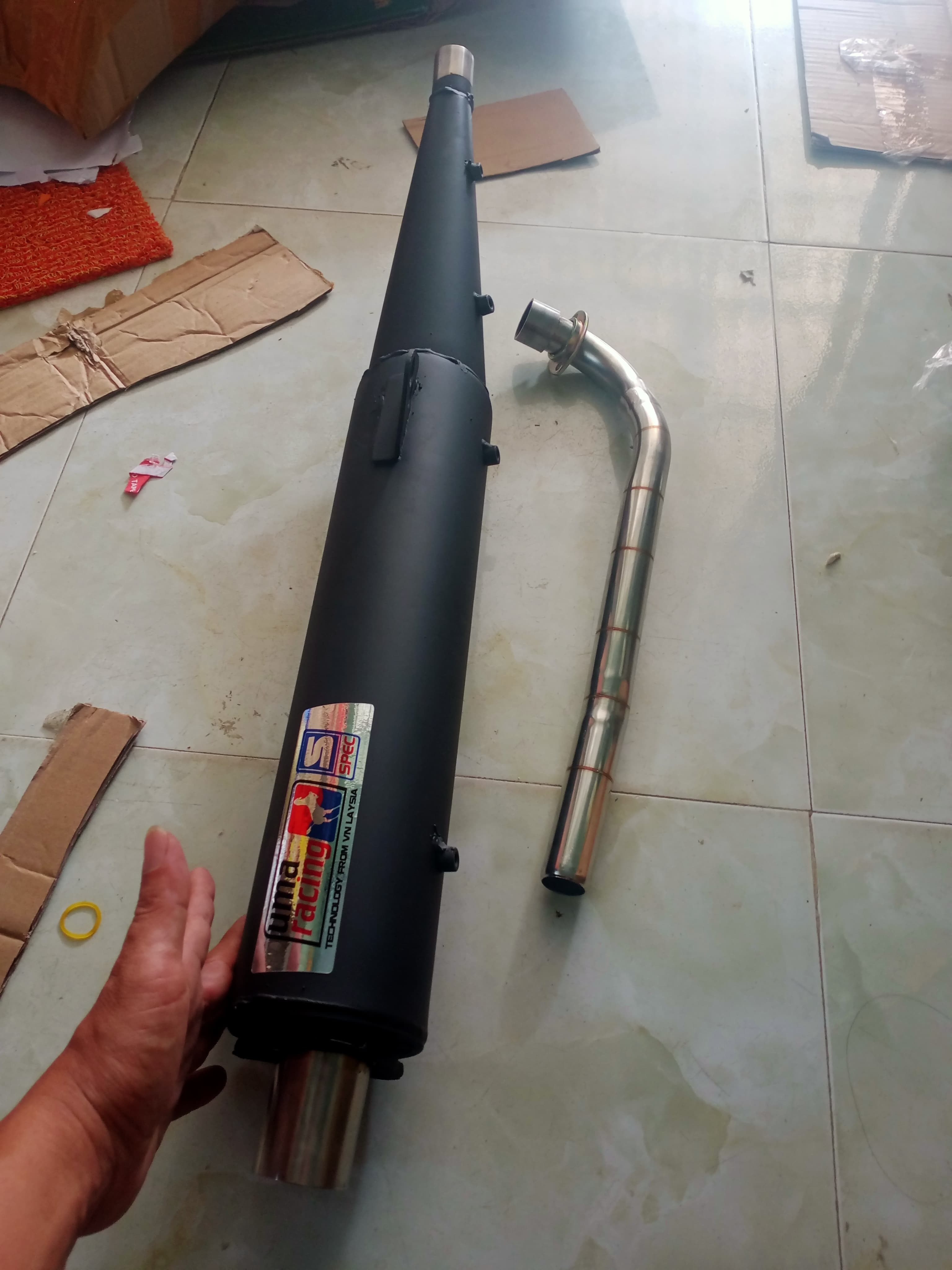 Pô Uma racing lắp sirius inox và đen