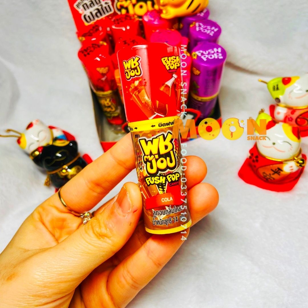 Siêu hot kẹo son thỏi thái lan 4 vị cola-nho-cam- dâu push pop cây 14g
