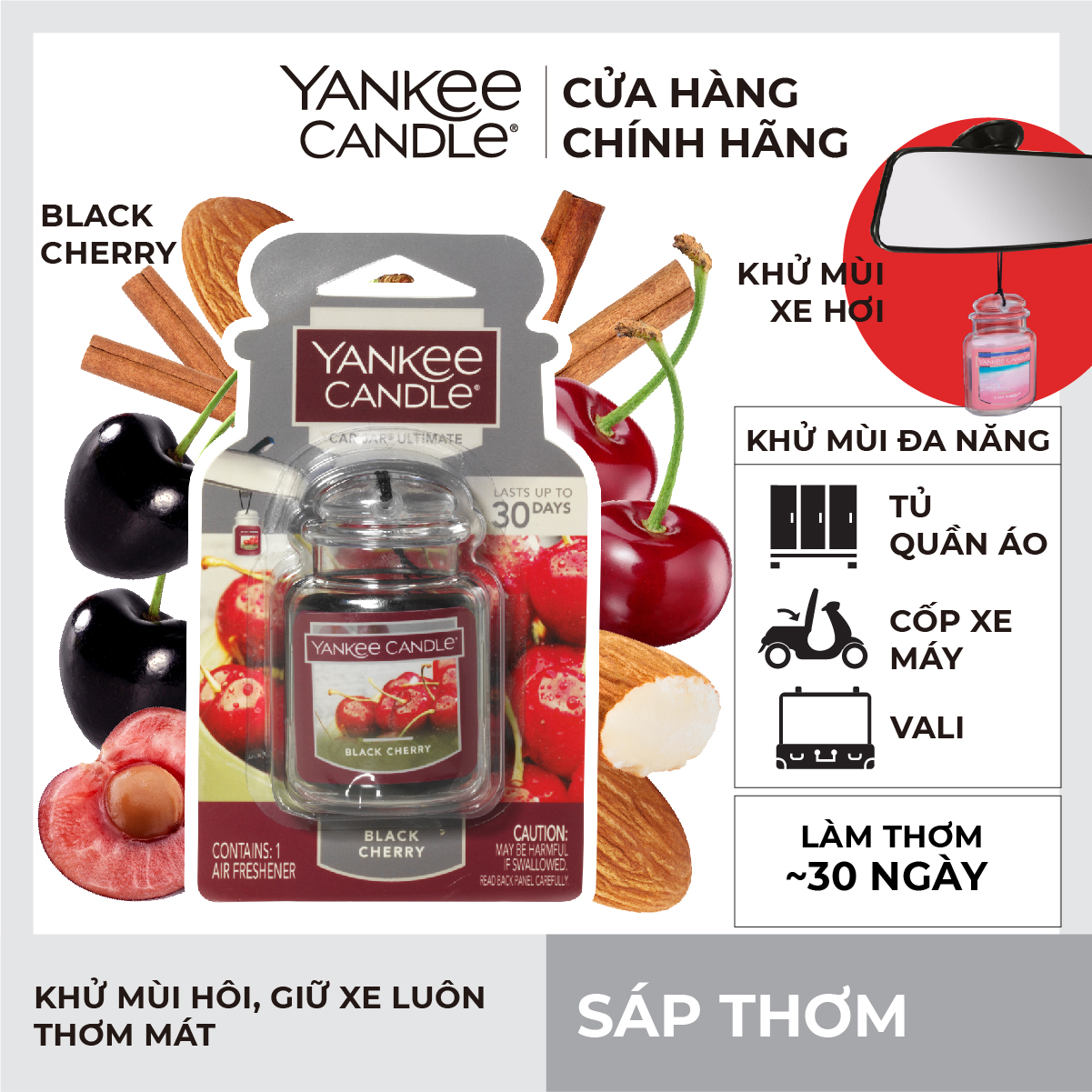 Sáp thơm xe Yankee Candle - Black Cherry