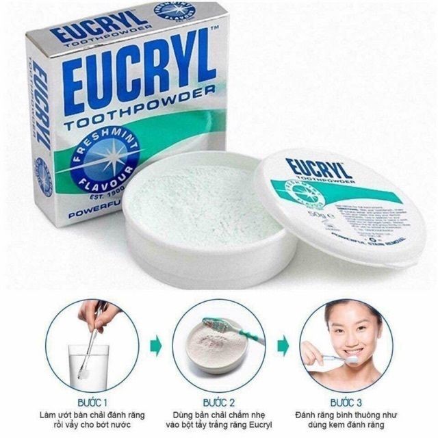 Bột tẩy trắng răng Eucryl 50g (Chính hãng)