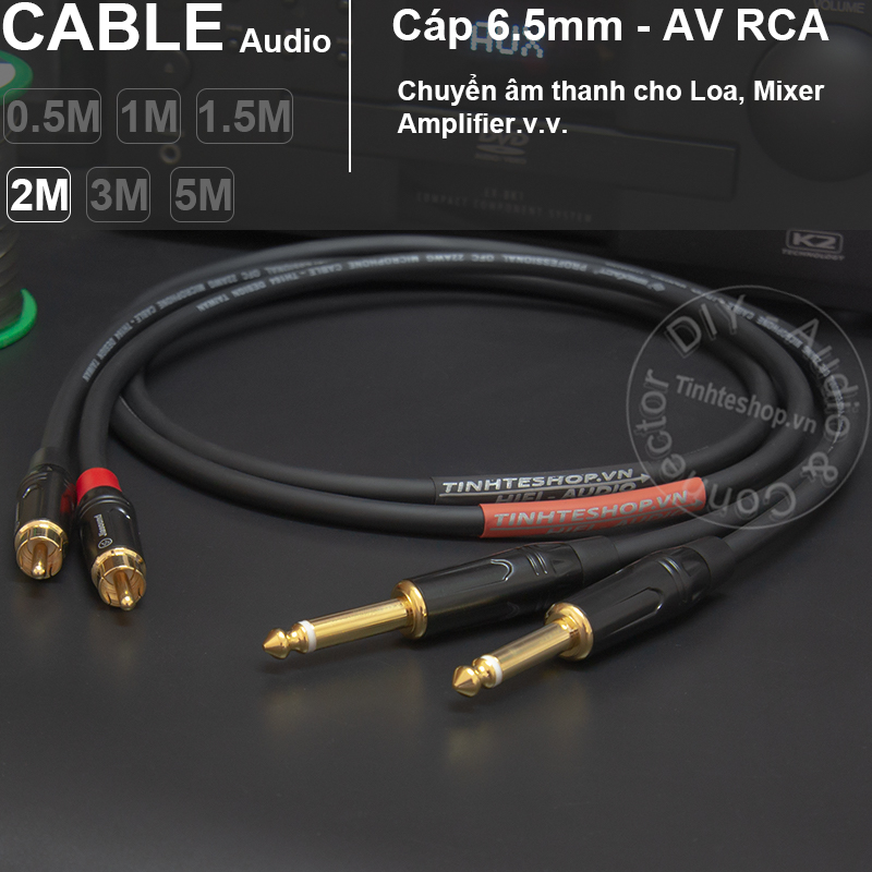 6.35mm to RCA cable DIY 0.5M to 5M 2 wire