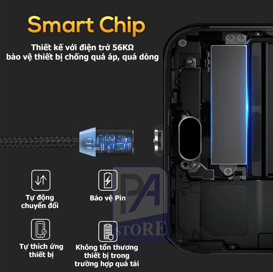 Cáp Sạc Nam châm TOPK, Dài 1 mét, Đầu Thẳng (1 Trong  3 Đầu Iphone Lightning, Micro USB, Type C)