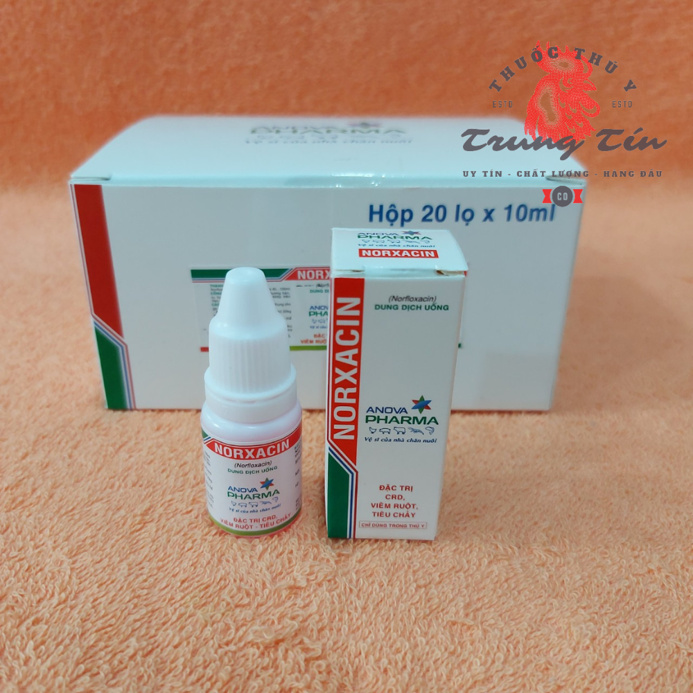 Norxacin của công ty (Anova Pharma) lọ 10ml (thuốc gà đá đặc trị CRD , viêm ruột , tiêu chảy)