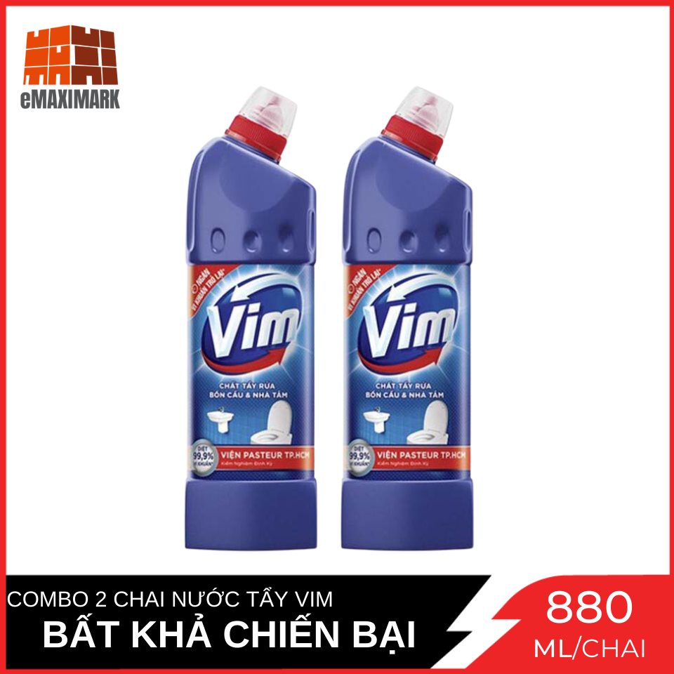 [HCM ship 2h] Combo 2 Chai Nước Tẩy Bồn Cầu Vim Xanh Biển Bất Khả Chiến Bại Chai 880ML