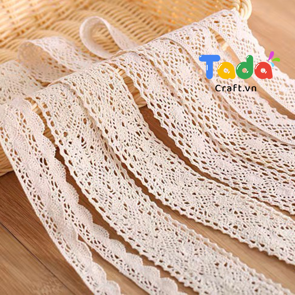 1 Mét ren chỉ màu trắng ngà - trang trí sản phẩm decor