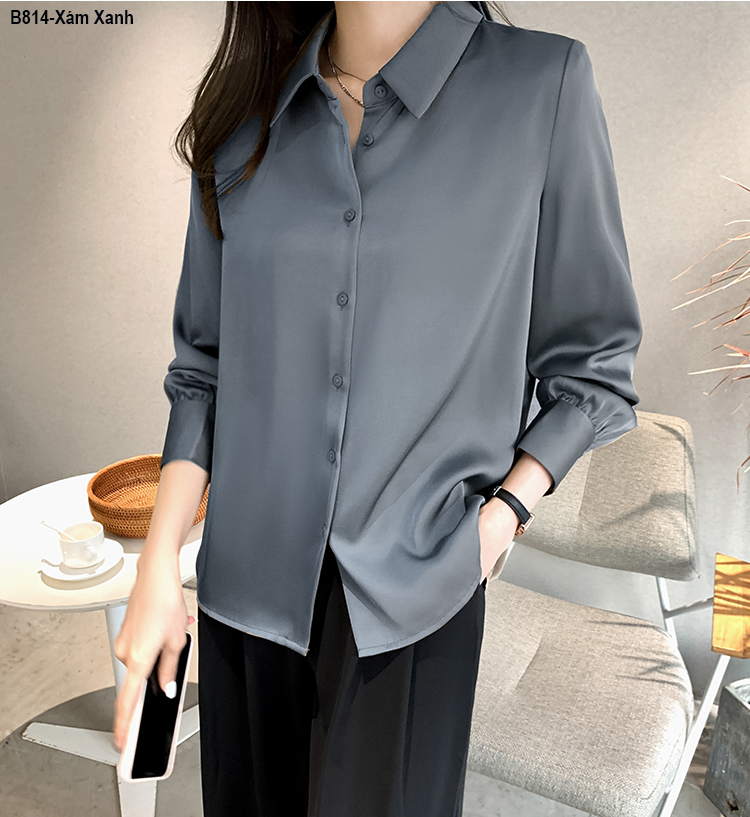 [HCM]B814- Áo SM lụa Satin tay dài