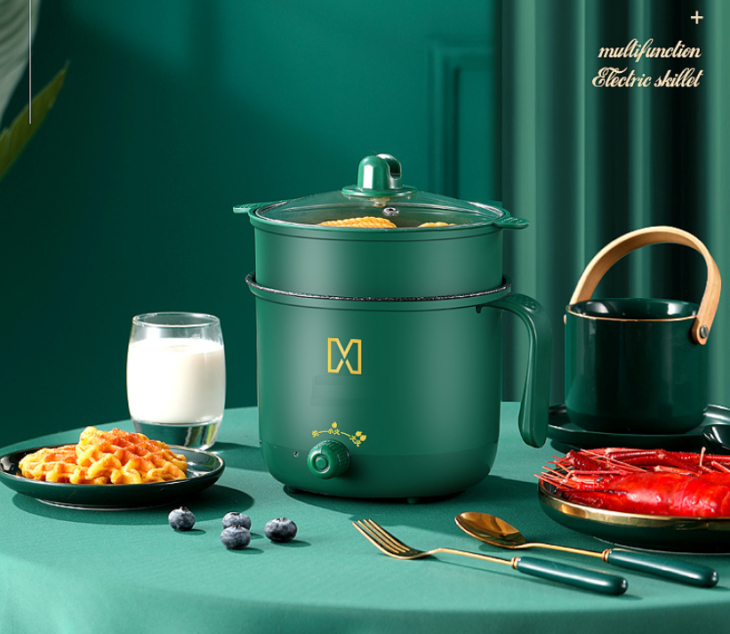 [HÀNG TỐT - LOẠI XỊN] Nồi Lẩu Điện Mini Đa Năng Chống Dính, Xửng Hấp 2 Tầng Dung Tích 1.5L Nấu Lẩu, Hấp Trứng, Nấu Cháo + Tặng Kèm Khay Hấp Chính Hãng Amalife