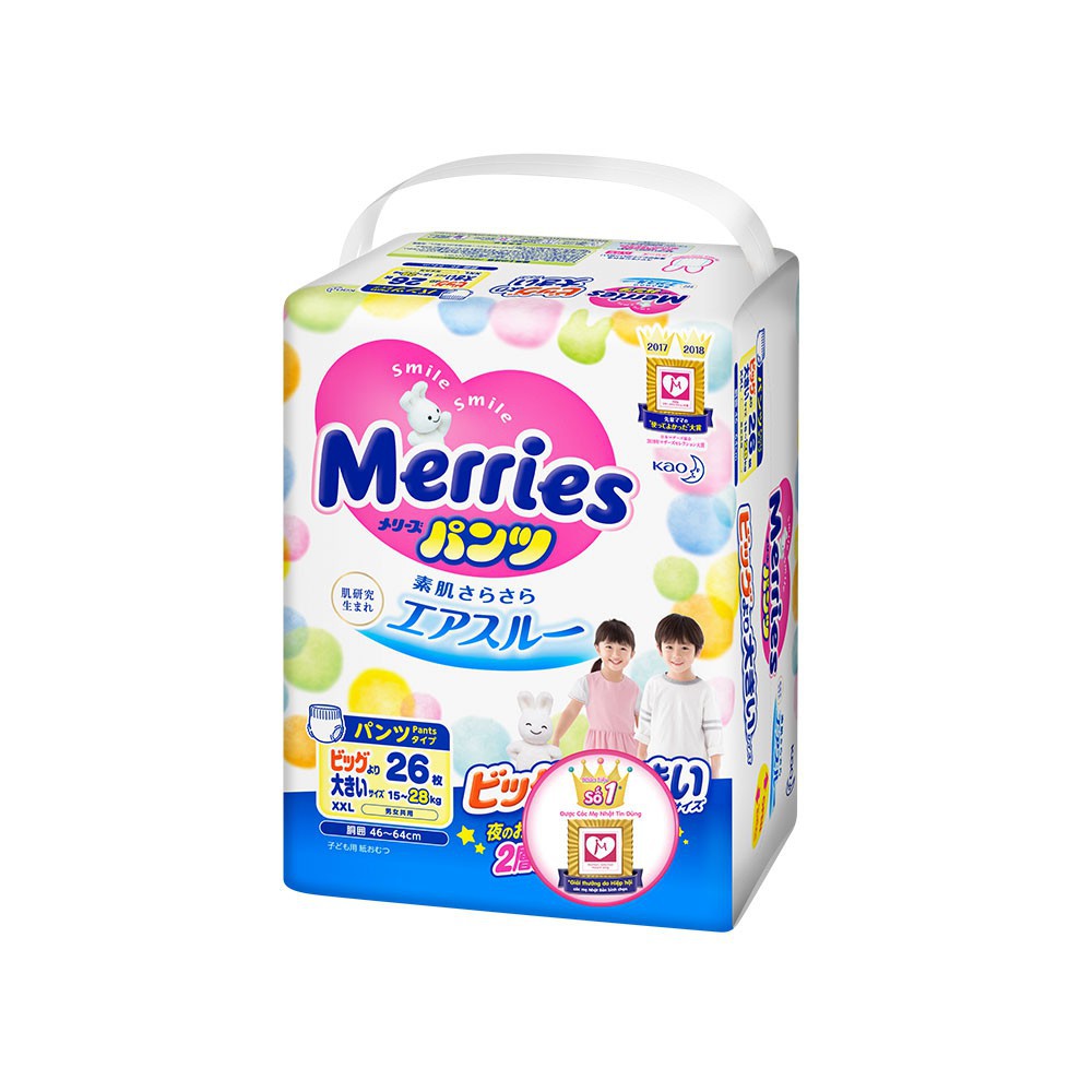 Tã/bỉm quần Merries size XXL - 26 miếng (Cho bé 15 - 28kg)