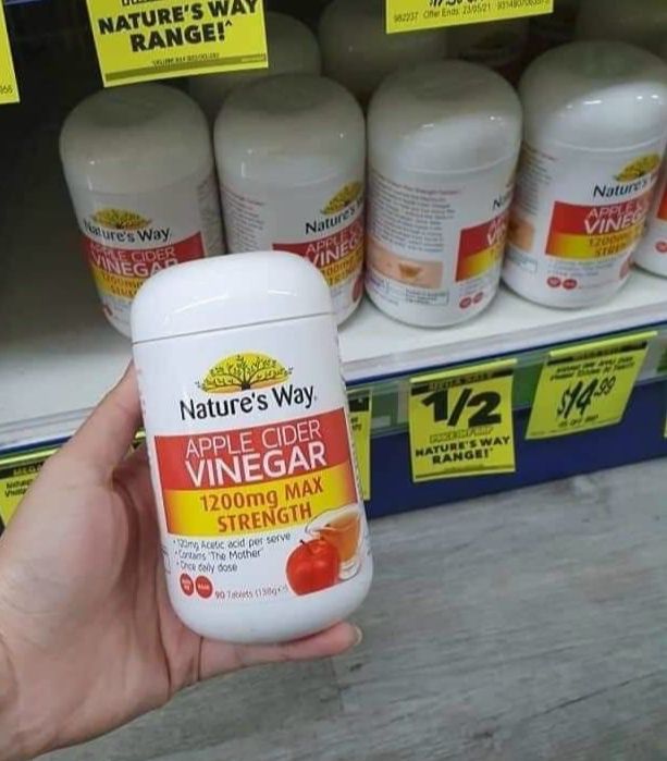 Giấm táo nature's way apple cider vinegar 1200mg - 90 viên
