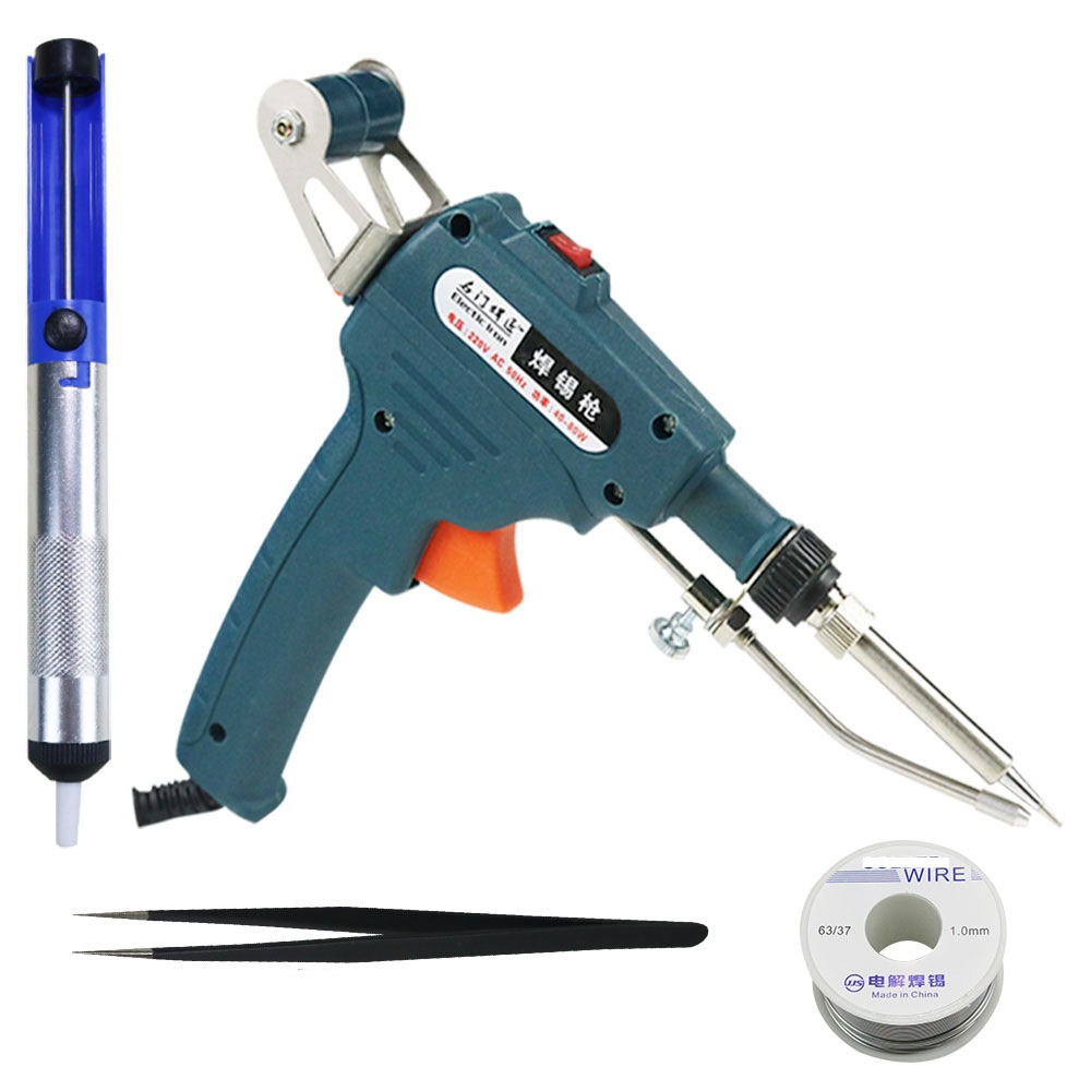 mỏ hàn thiếc - mỏ hàn đẩy thiếc tự động (1 mỏ hàn + 1 dụng cụ hút thiếc + 1 cuộn thiếc + 1 nhíp)