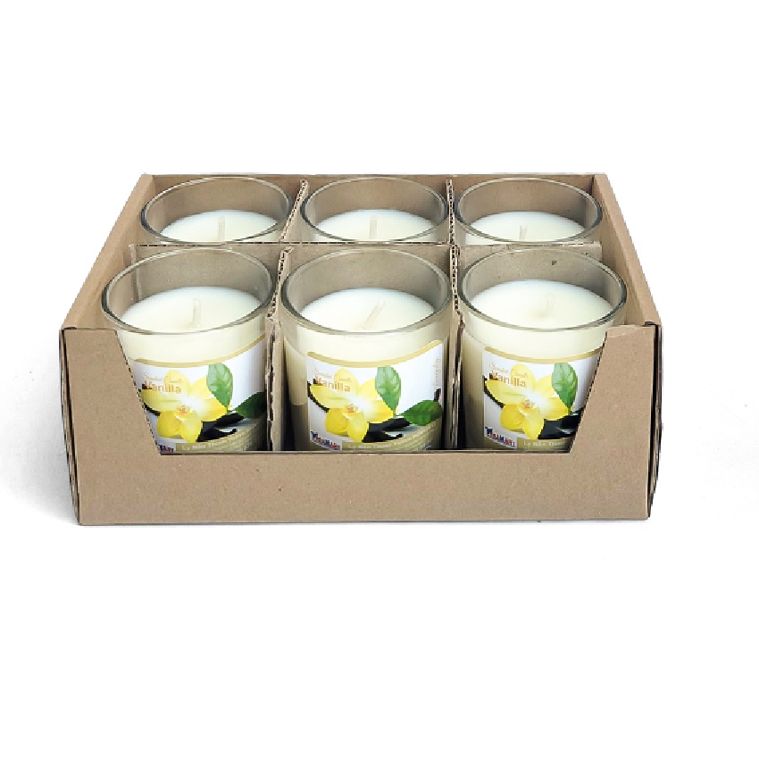 Hộp 6 ly nến thơm votives hương vanilla Miss Candle FtraMart FTM-NQM0413 (Kem)