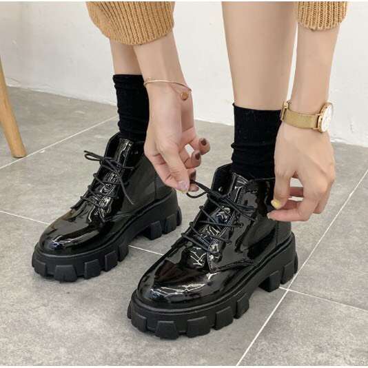[FREESHIP]  Giày JUNISU Boot Nữ Đế Cao Khủng 2 Chất Da Mờ - Bóng 815