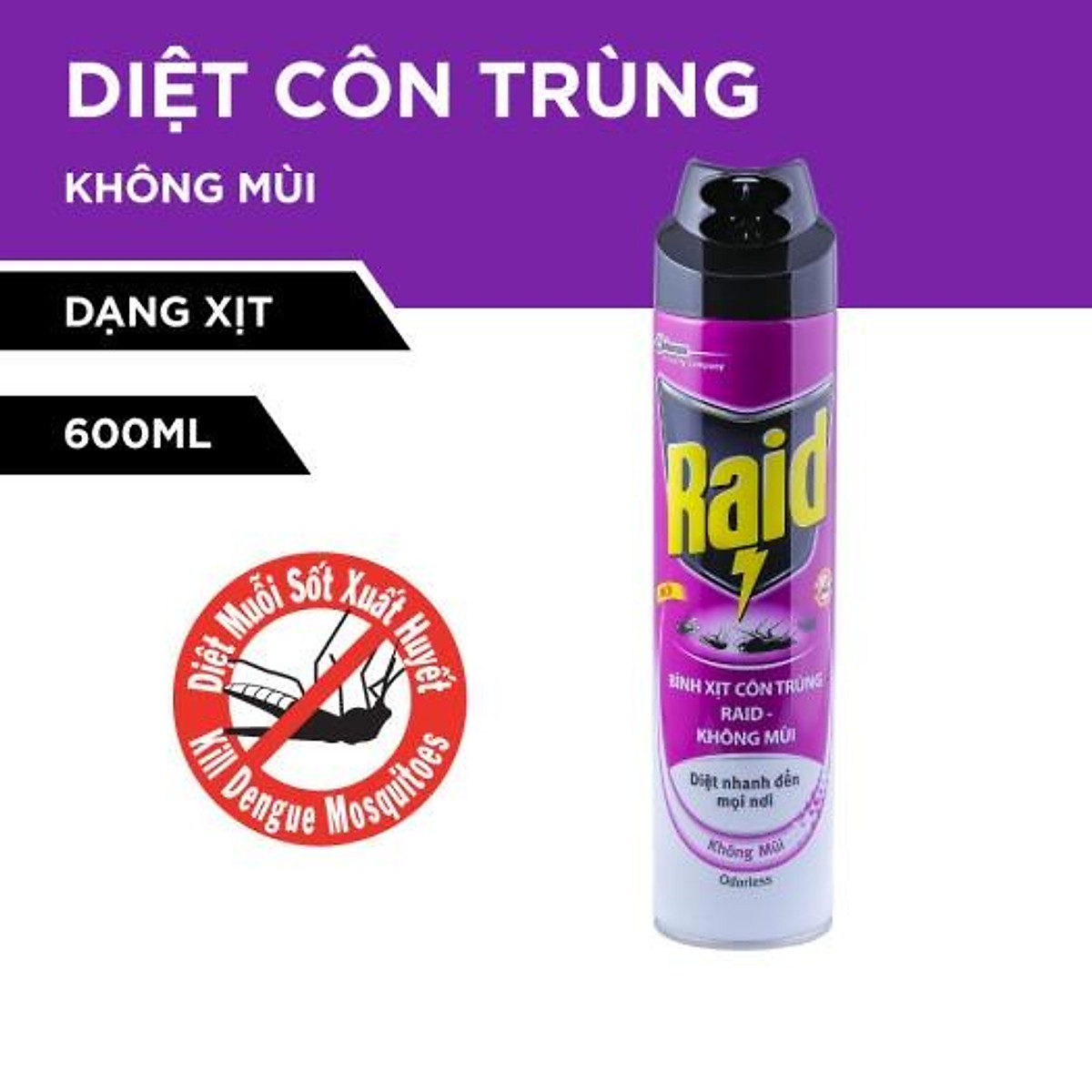 Combo 2 Bình xịt muỗi Raid chai 520ml Không Mùi - xịt côn trùng