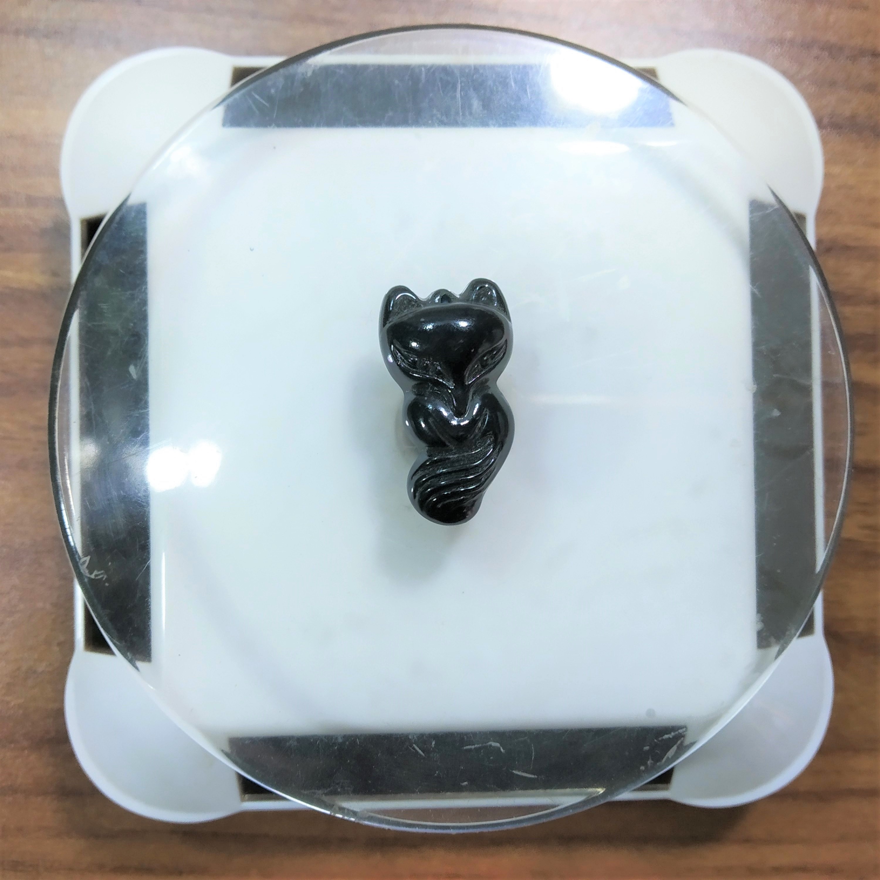 Mặt dây chuyền hồ ly đá Obsidian đen N1