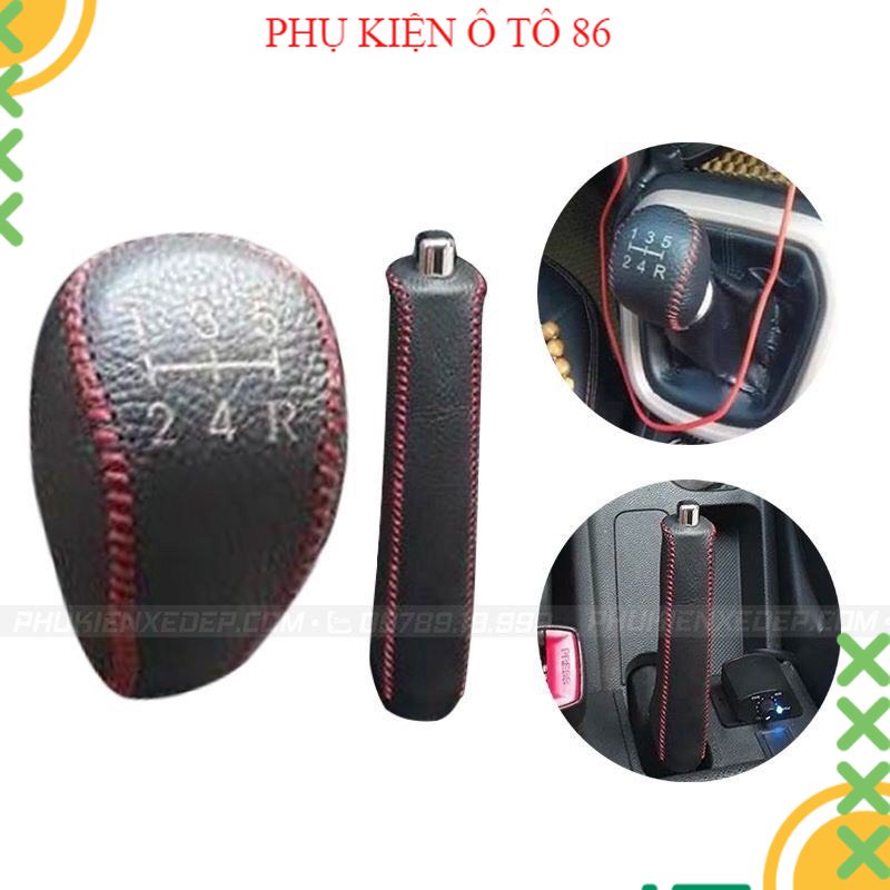 Bọc cần số, phanh tay hyundai i10 số sàn 2013 - 2023. da bò thật 100%, bảo hành 2 năm