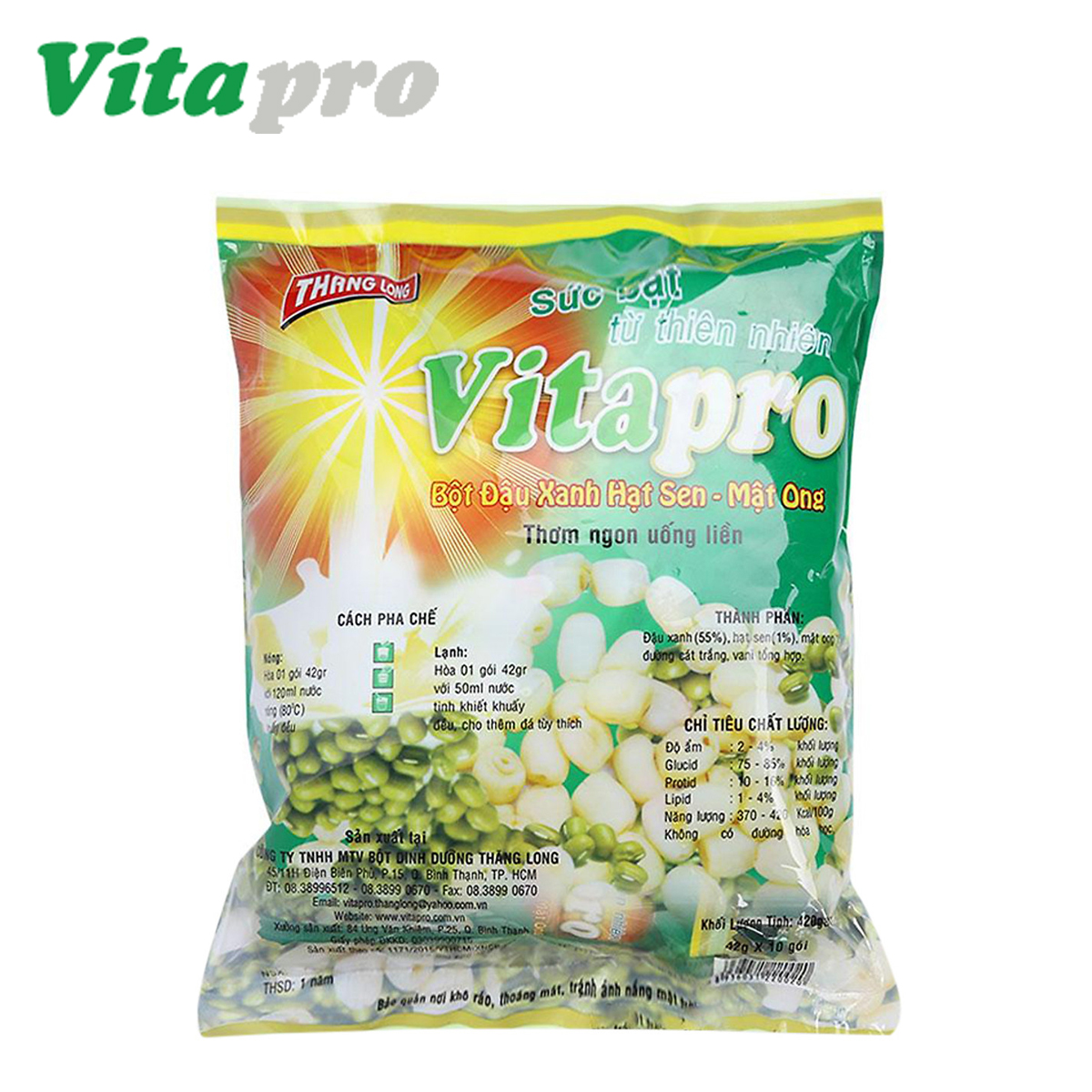 BỘT ĐẬU XANH HẠT SEN MẬT ONG VITAPRO