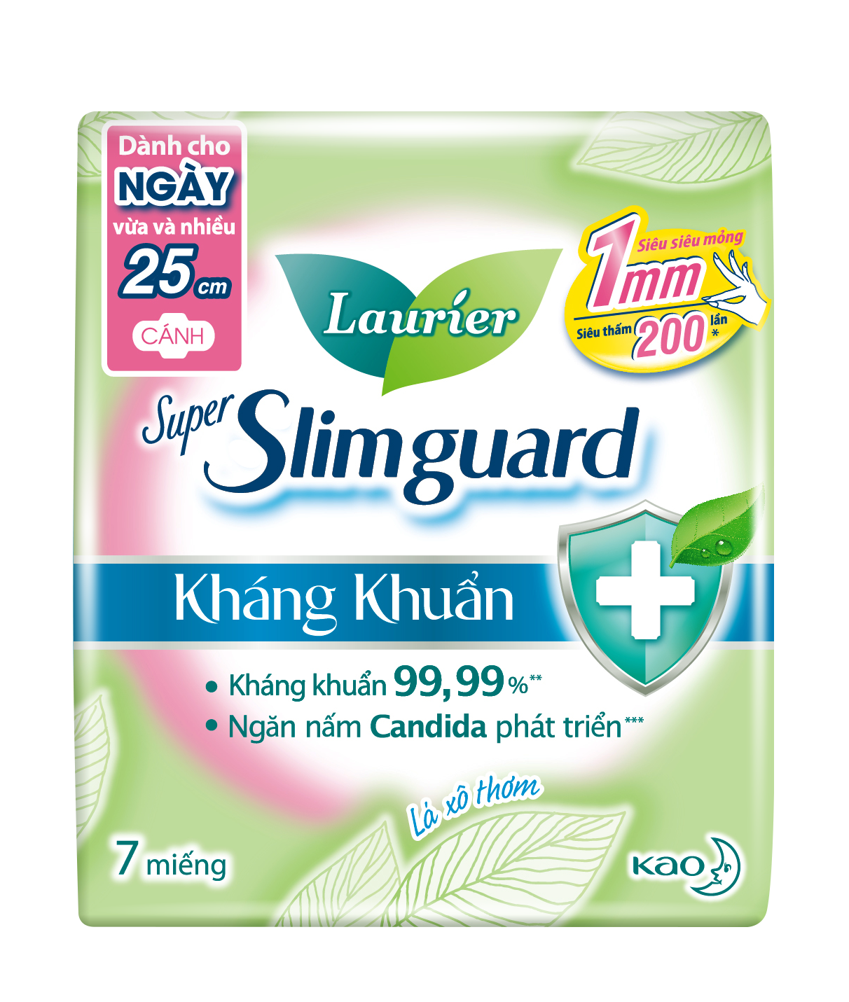 Combo 4 gói bvs laurier super slim guard siêu mỏng 1mm kháng khuẩn 25cm 7 miếng nhập khẩu thái lan