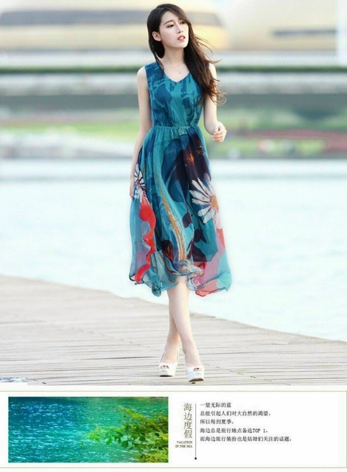 Đầm Maxi Dạo Biển Tươi Tắn