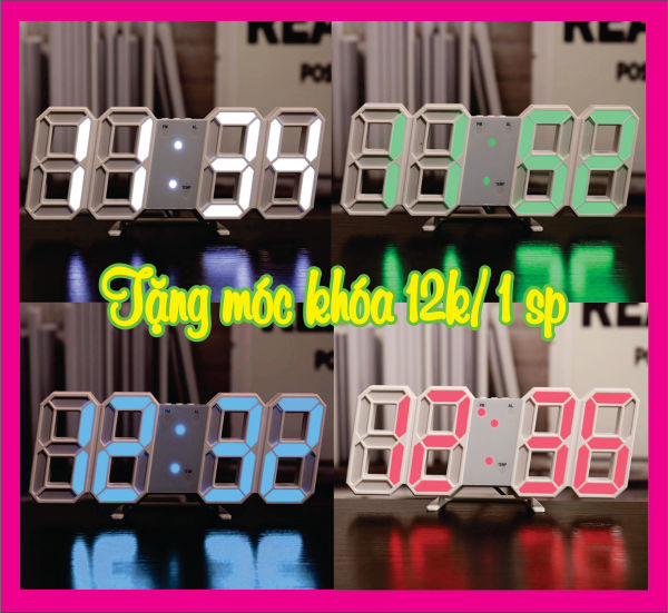 Đồng Hồ LED 3D Để Bàn, Treo Tường Thông Minh Smart Clock  , Báo Thức, Nhiệt Độ, Thời gian, Cảm Biến Âm Thanh