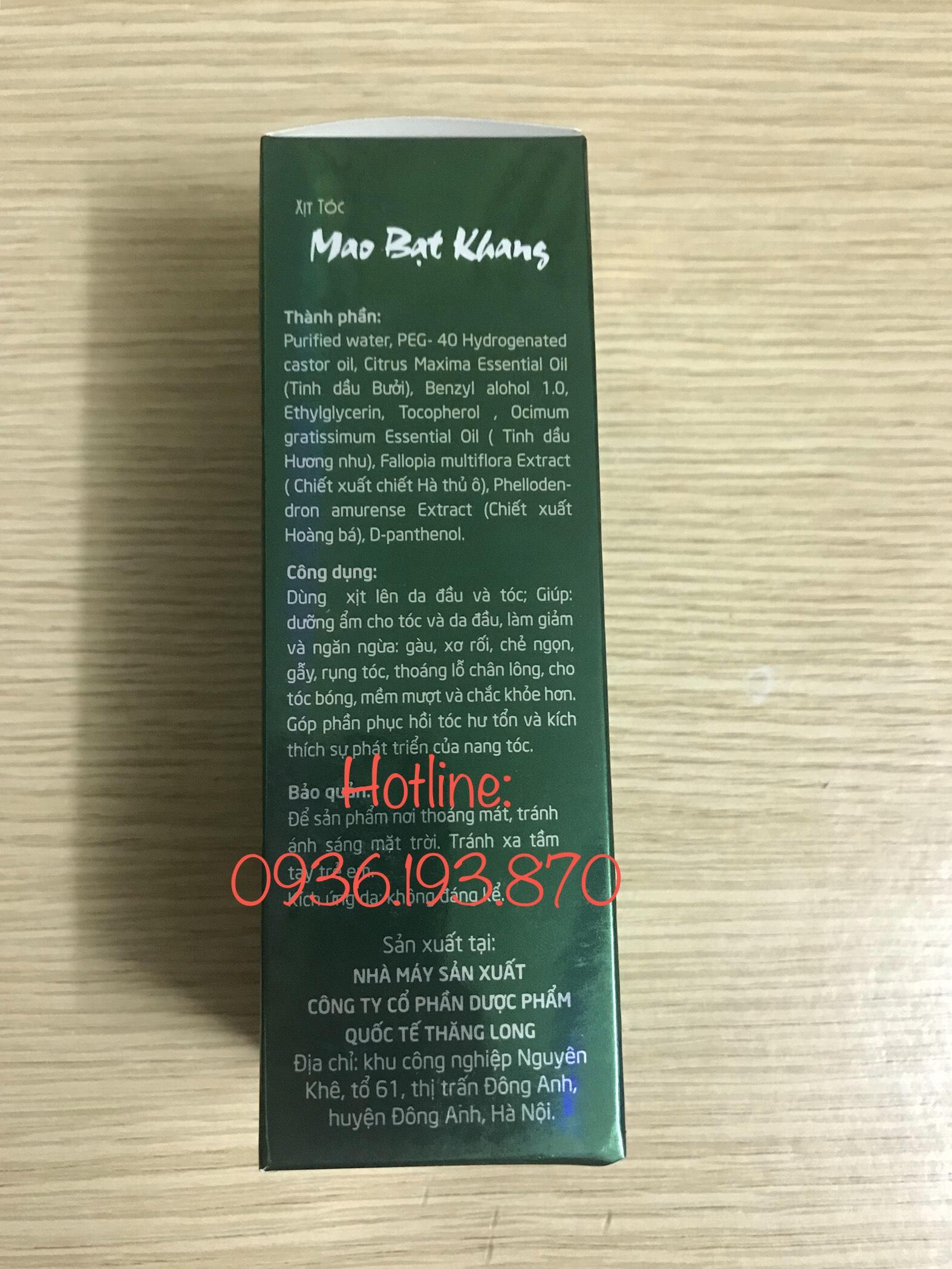 TINH DẦU HACO: XỊT TÓC MAO BẠT KHANG