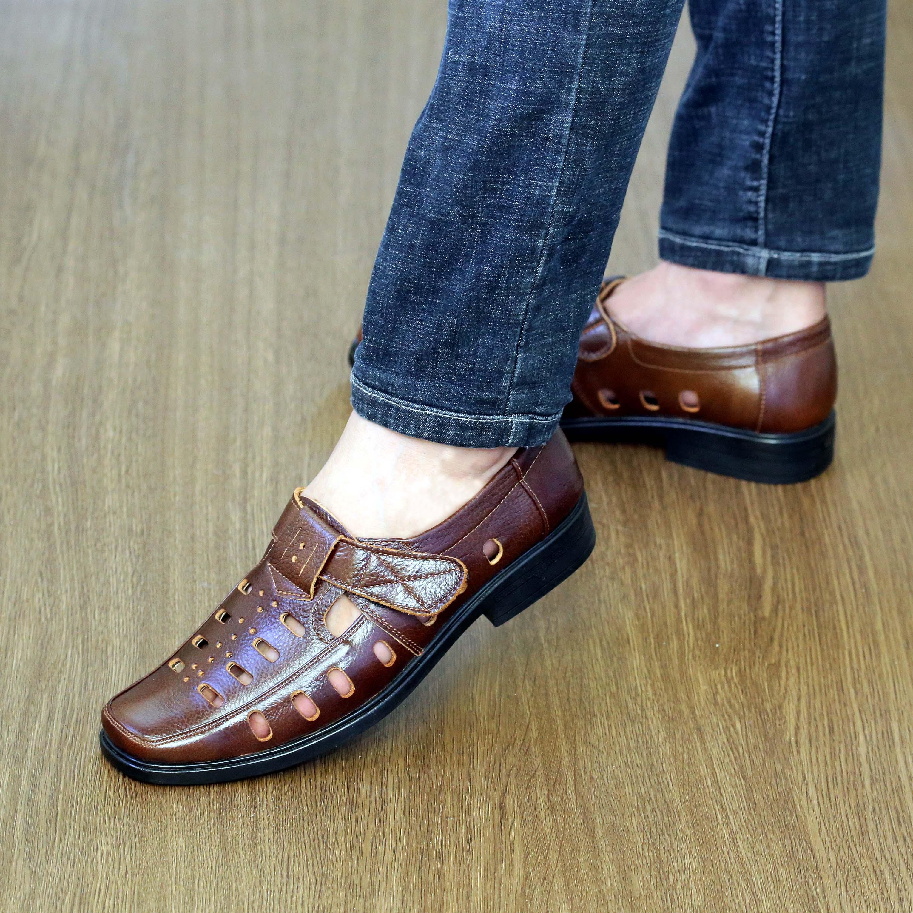Giày lười nam, Giày công sở, Giày lười đục lỗ da bò mã D3. [Flash sale 50%]
