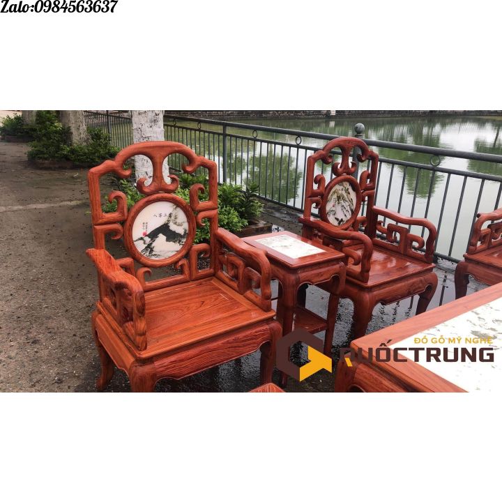 Bàn ghế gỗ - Bộ móc mỏ hương đá 10 món