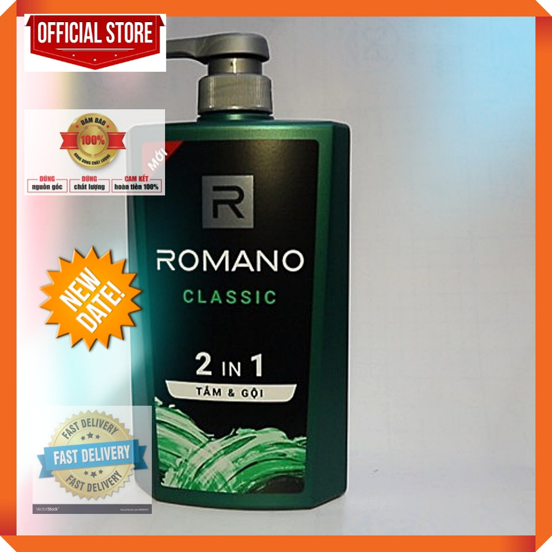 Dầu tắm gội 2 in 1 romano classic 650ml