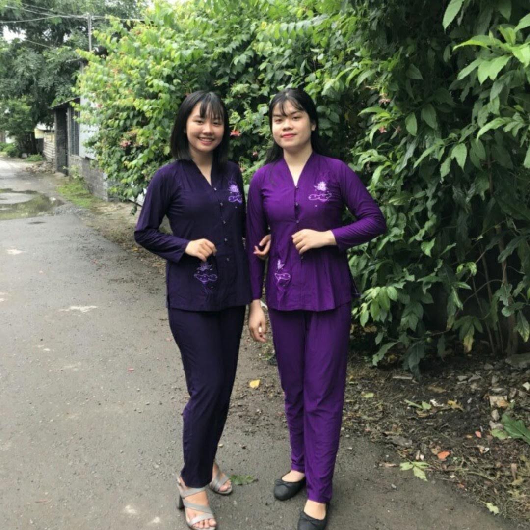 Đồ lam đi chùa, đồ phật tử nữ mẫu Thun Bà lai