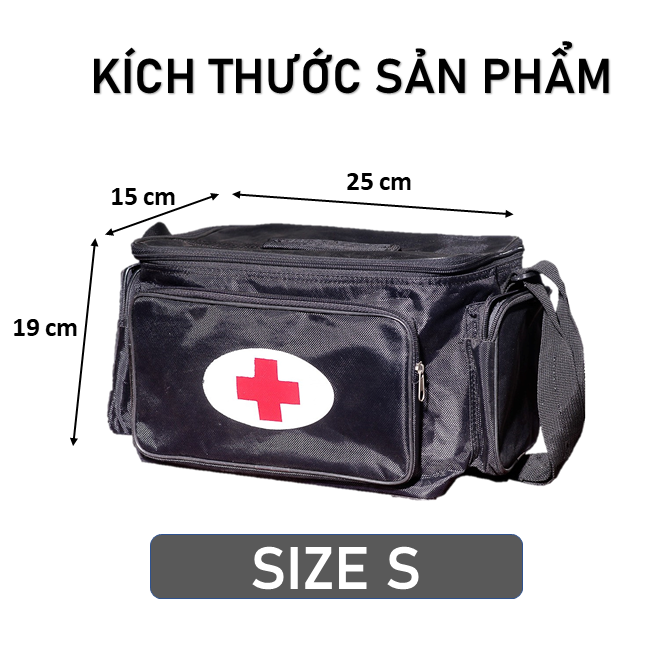 Túi cứu thương màu đen cỡ nhỏ size S (23cm x 15cm x 15cm)
