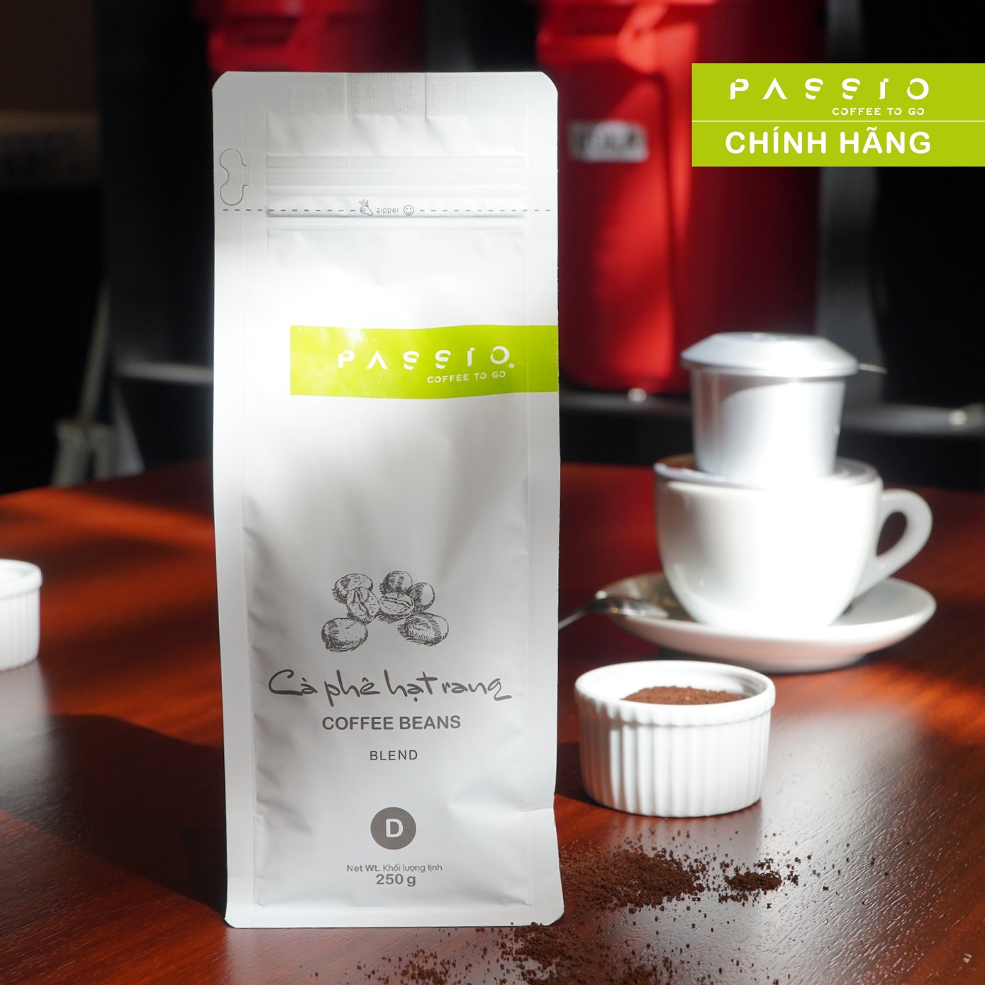Cà phê Blend dạng Bột (pha phin) nguyên chất 100% rang mộc - Passio Coffee 250g