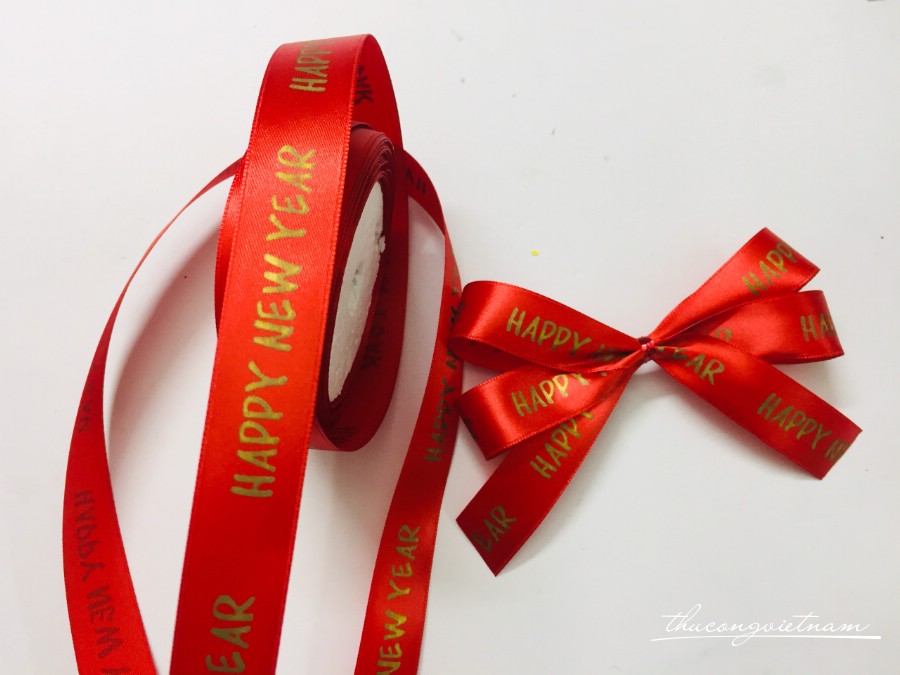 Ruy băng Happy New Year bản 2cm