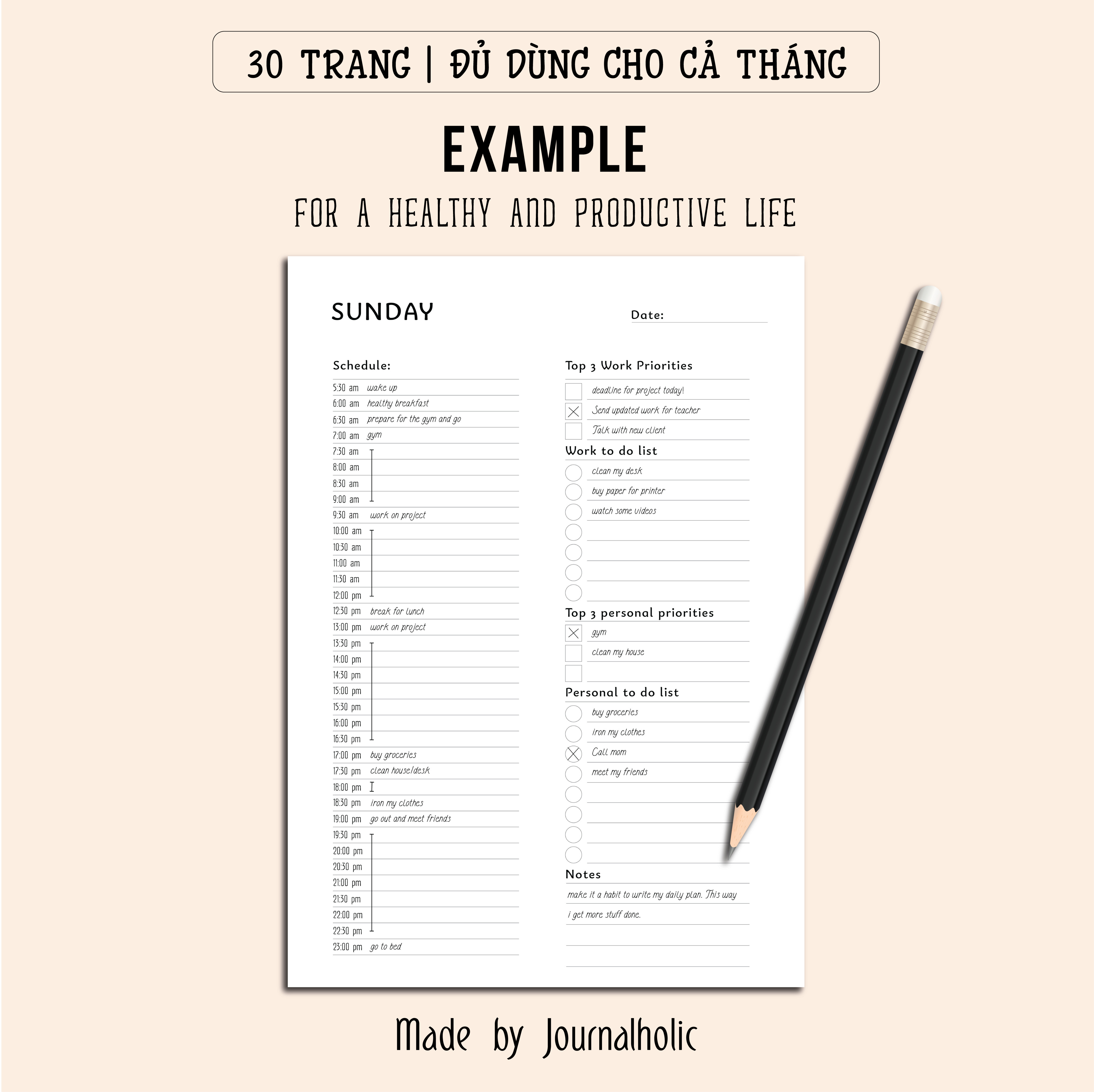 Template Monthly Planner - Journalholic
