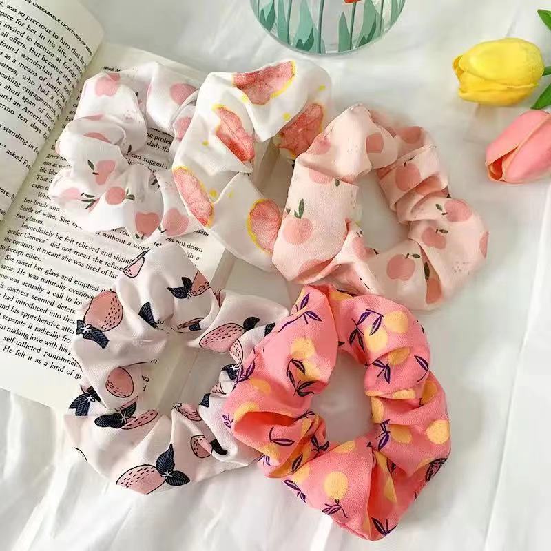 Scrunchies dây cột tóc hoa quả loại to đẹp