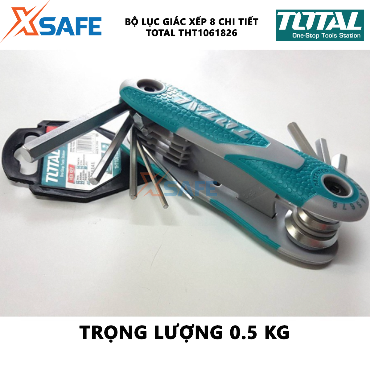 Bộ lục giác xếp 8 chi tiết Total THT1061826 | bộ 8 chìa lục giác đầu tròn kích thước 2-8mm hỗ trợ vặn mở được dễ dàng và tốn ít sức