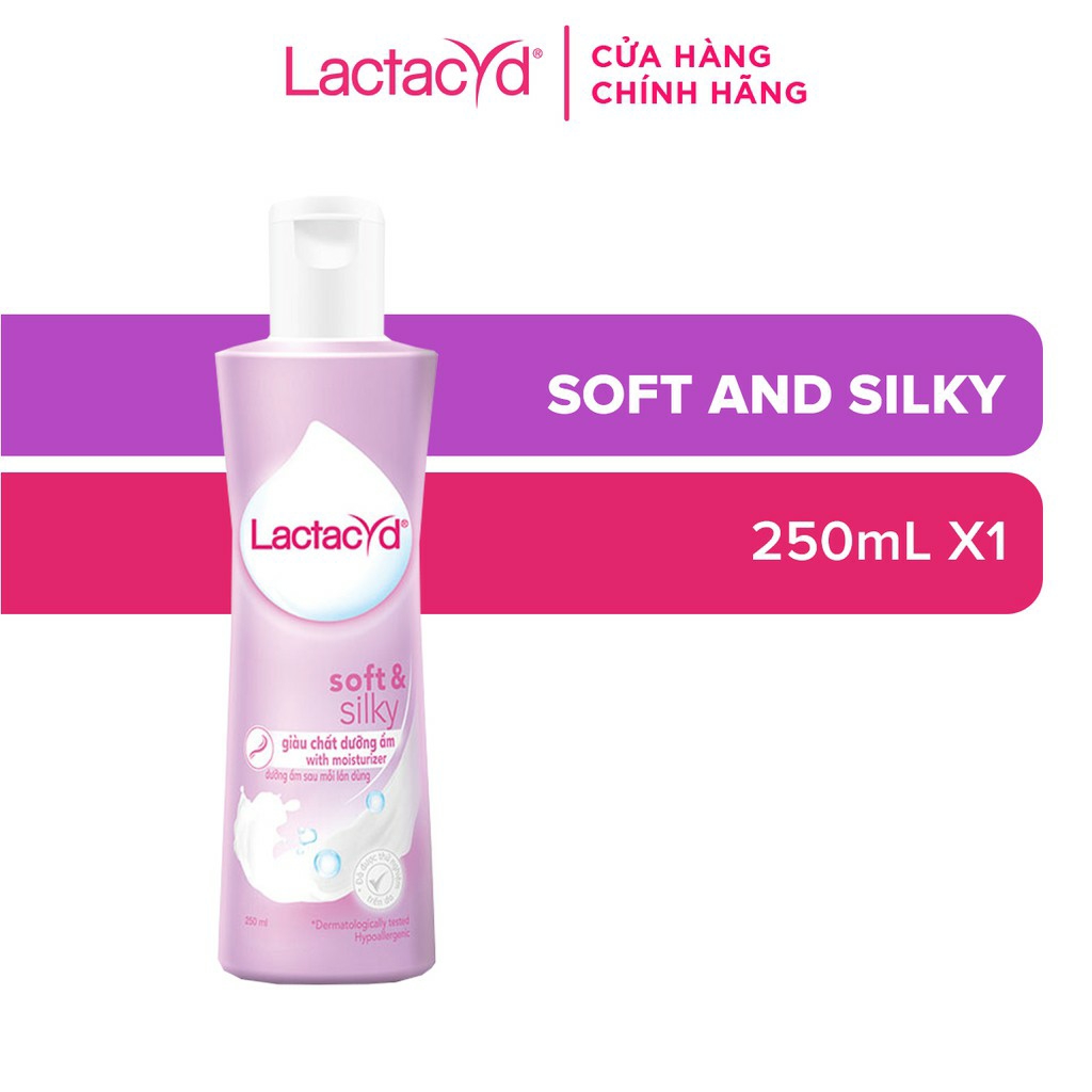 (Diện mạo mới) DDVS Phụ nữ Lactacyd (TÍM) Soft & Silky DƯỠNG ẨM 250ml