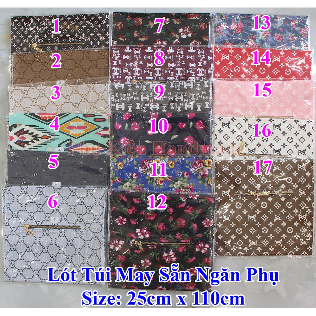 Lót túi may sẵn ngăn phụ