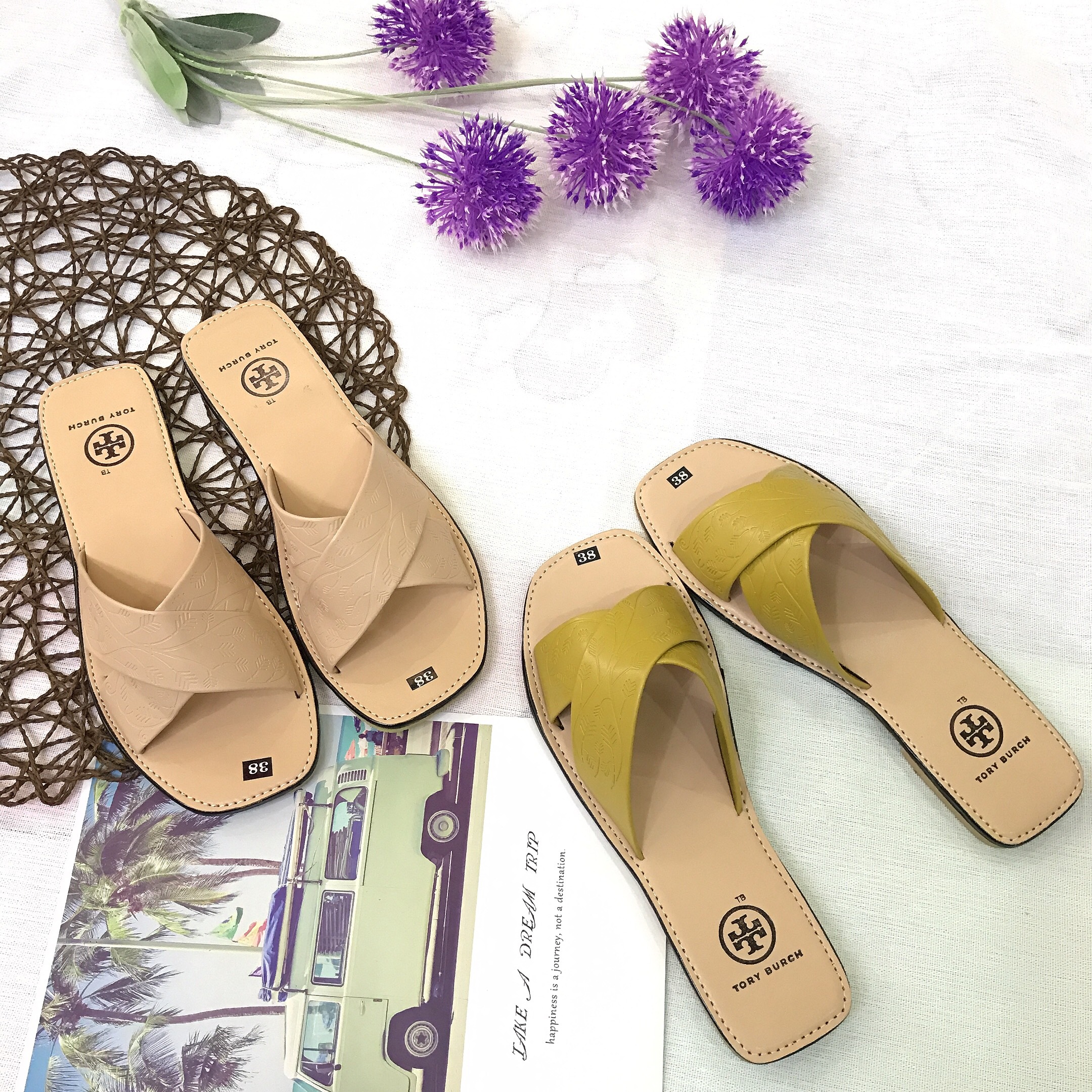 [Hoàn tiền 15%]{Hình thật} DL10-Dép nữ quai chéo sang chảnh