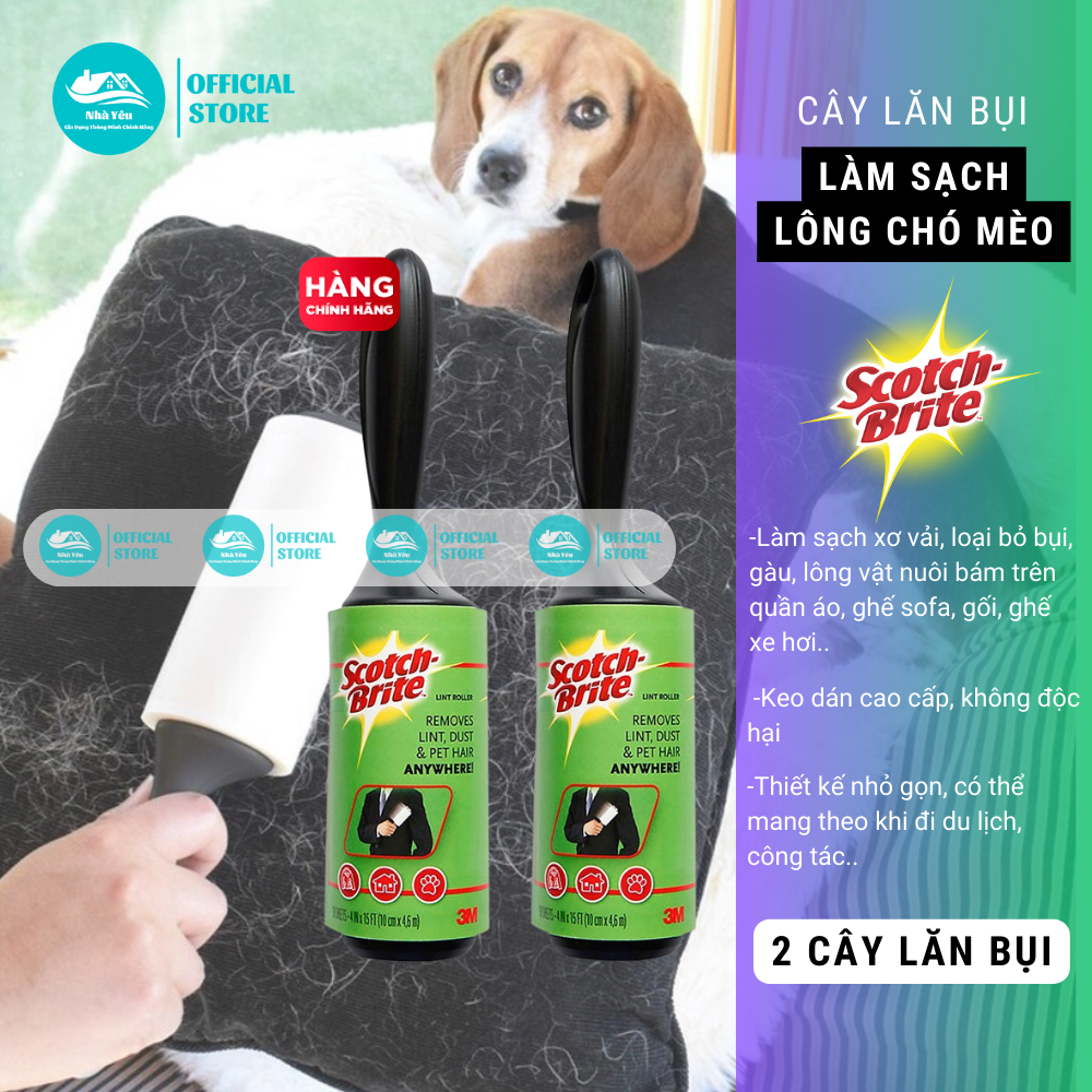Combo 2 Cây Lăn Bụi 3M Siêu Dính Lấy Sạch Mọi Bụi,Lông Thú Dính Trên Quần Áo,Sofa