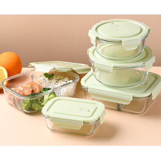 Thố thủy tinh tròn đựng thực phẩm 400ML, 620ML, 950ML[ NẮP HÚT CHÂN KHÔNG ]